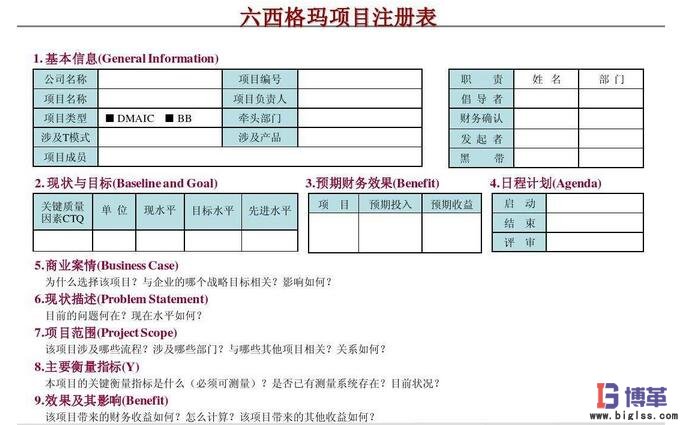 六西格玛项目注册表